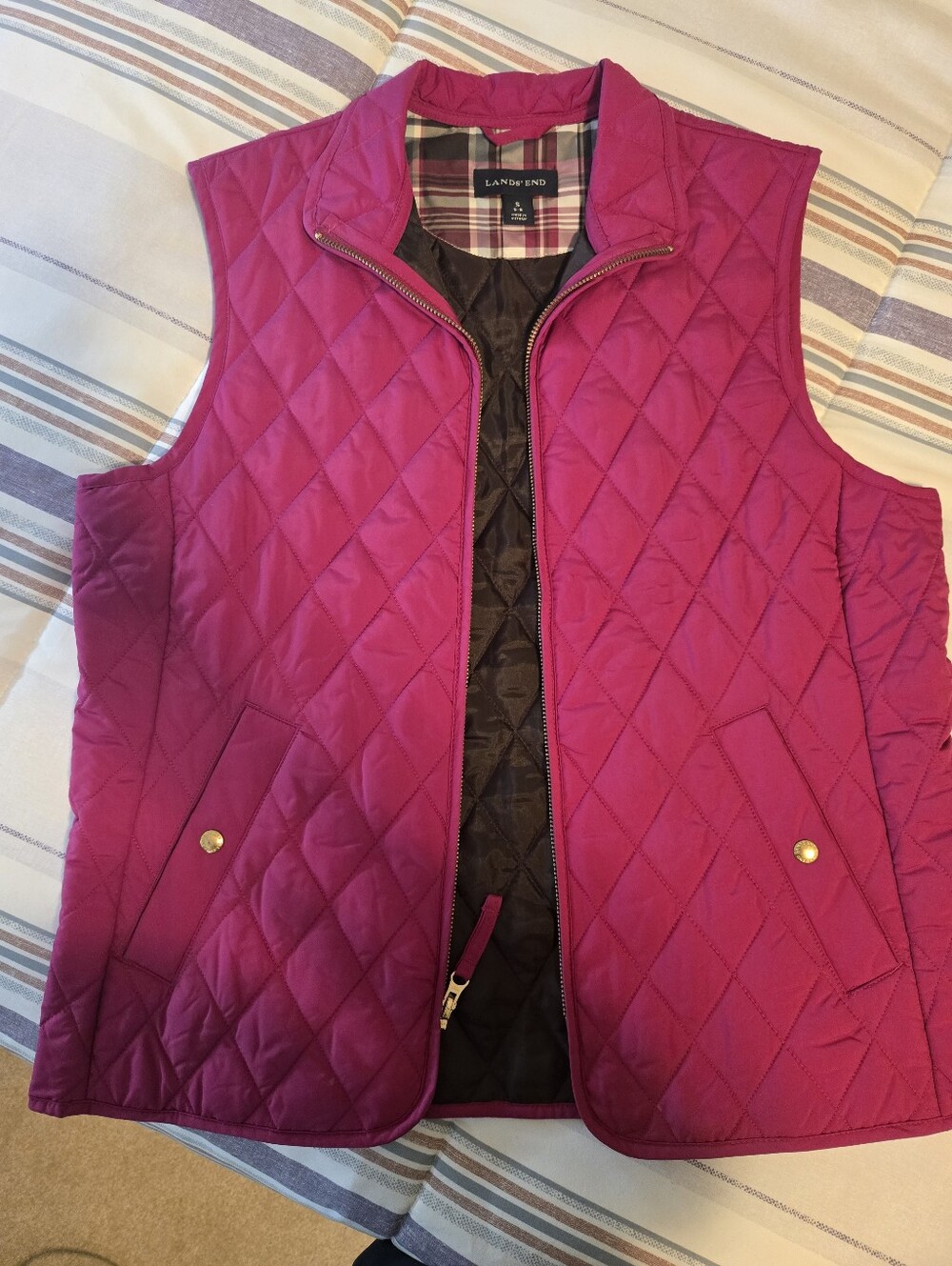 Lands' End Women's Quilted Hot Pink Vest